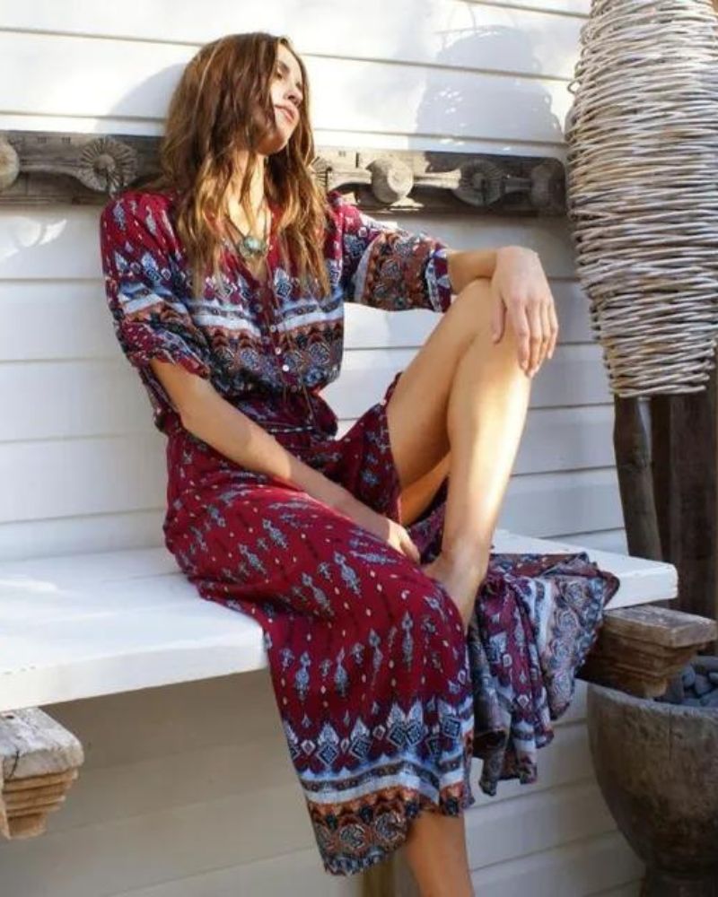 BORINA - BOHEMIAN FLORAL DRESS