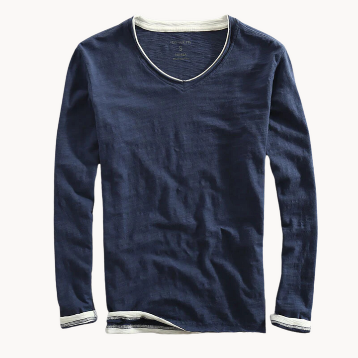 BLAKE™ - Cotton Long Sleeve V-Neck Shirt