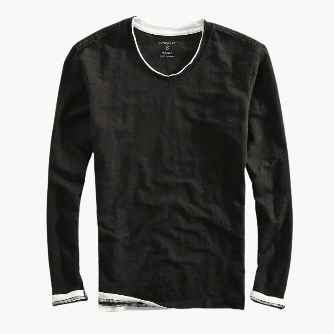 BLAKE™ - Cotton Long Sleeve V-Neck Shirt