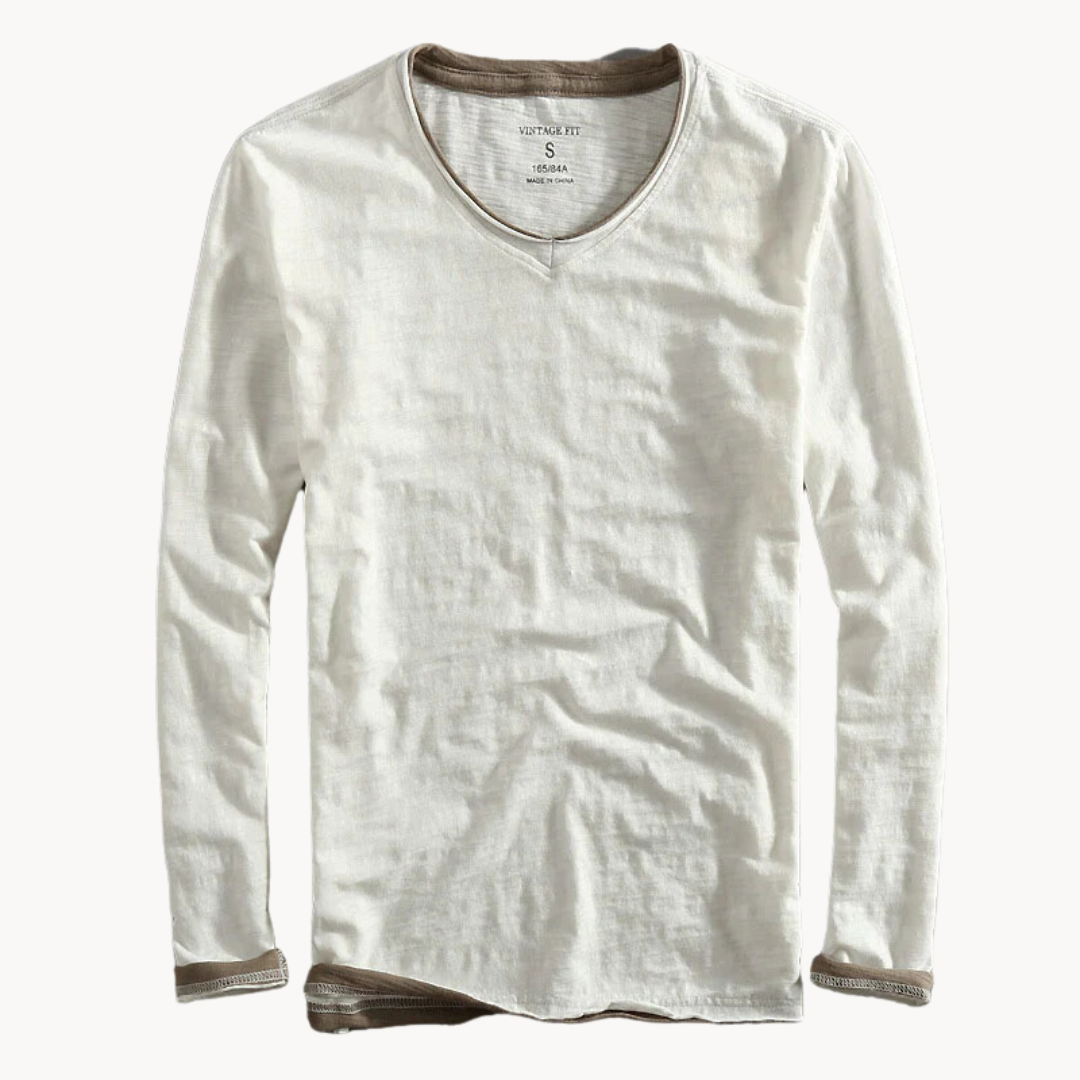 BLAKE™ - Cotton Long Sleeve V-Neck Shirt