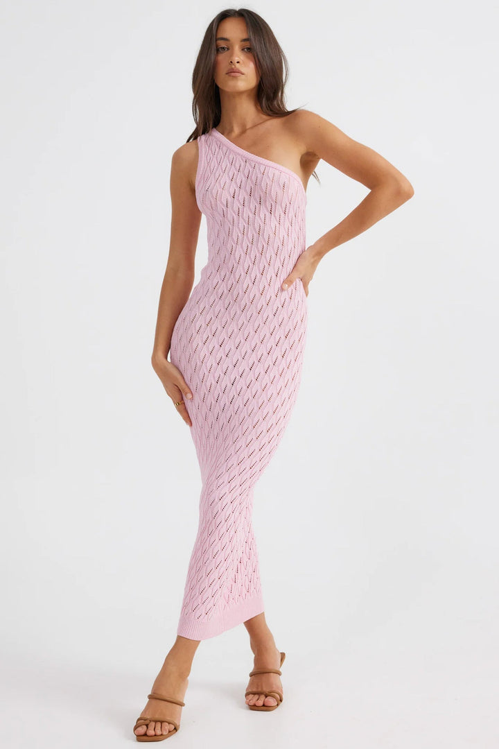 SIENNA - One-Shoulder Knit Midi Dress