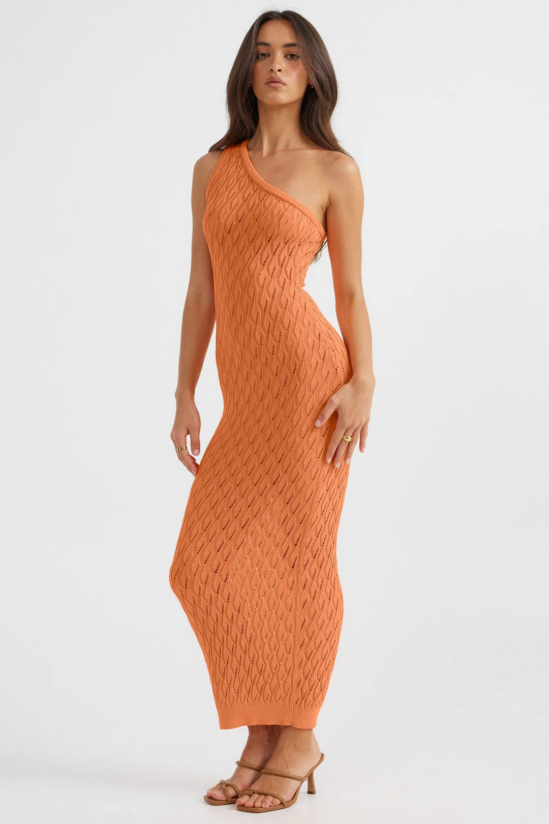 SIENNA - One-Shoulder Knit Midi Dress