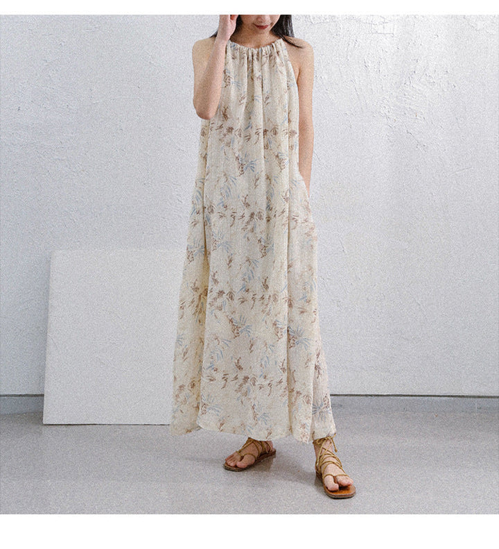 ALIZA - Linen Halterneck Maxi Dress