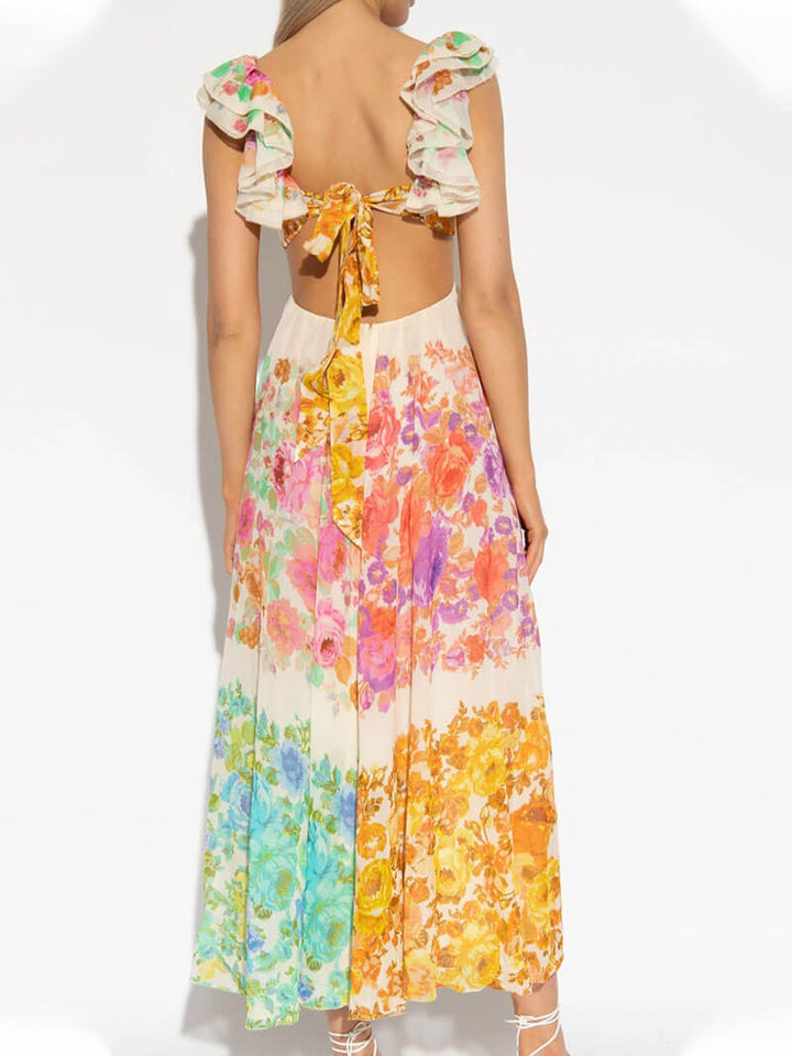 Graciela™ - Hollow Out Floral Print Maxi Dress