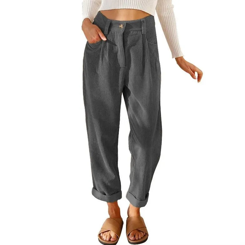 Cloe™ Retro High-Waisted Corduroy Pants