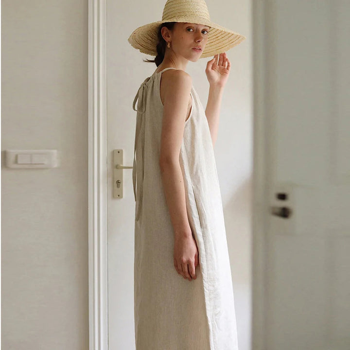 ALIZA - Linen Halterneck Maxi Dress