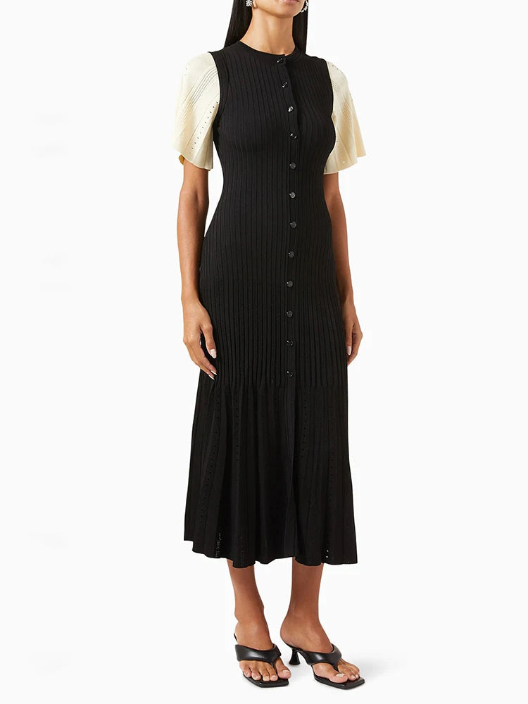 IRLA - Button-Up Ribbed Midi Dress