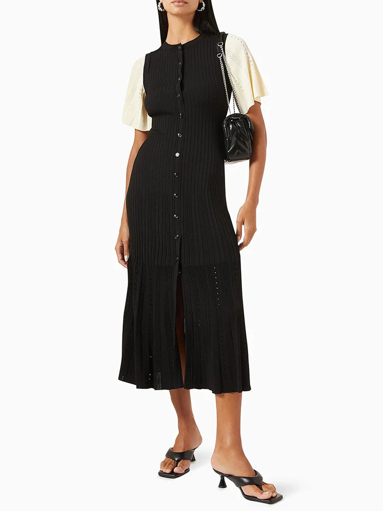 IRLA - Button-Up Ribbed Midi Dress