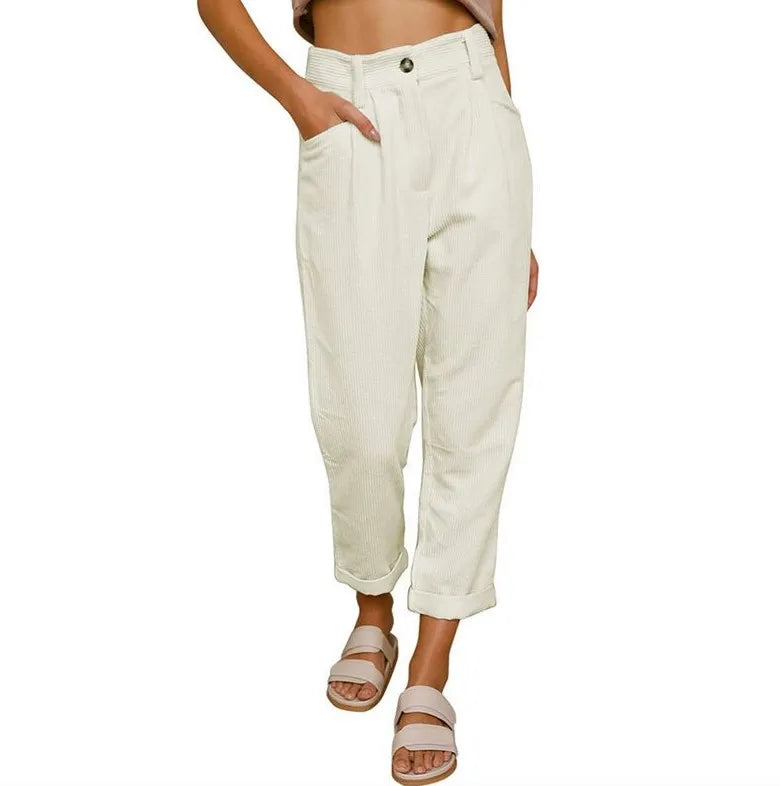 Cloe™ Retro High-Waisted Corduroy Pants