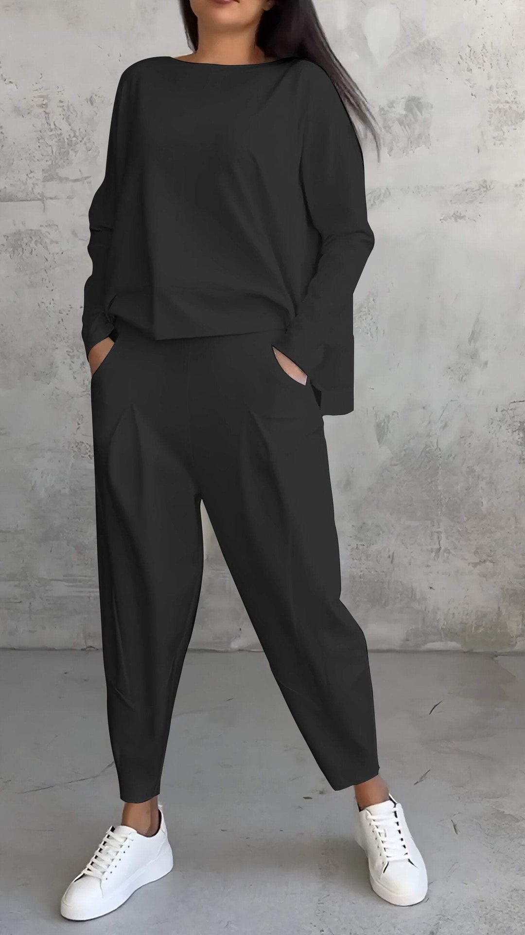 Rona™ - Long Sleeves Round Neck Top and Pants Set