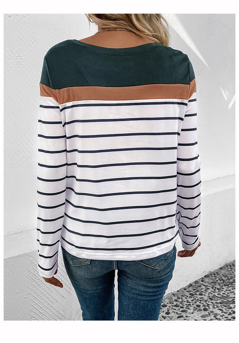 Milana | Premium Striped Casual Round Neck Shirt - Long Sleeve Vintage Women's Top