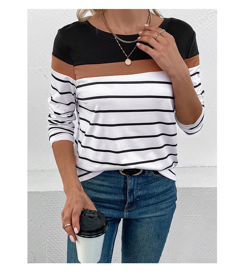 Milana | Premium Striped Casual Round Neck Shirt - Long Sleeve Vintage Women's Top