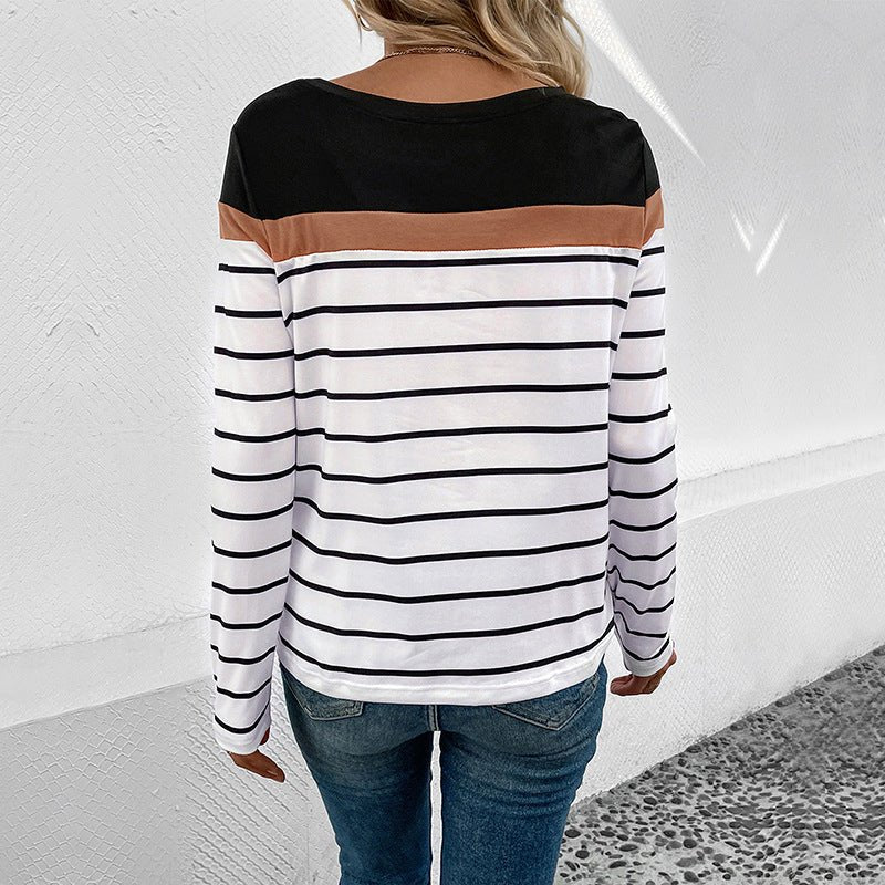 Milana | Premium Striped Casual Round Neck Shirt - Long Sleeve Vintage Women's Top