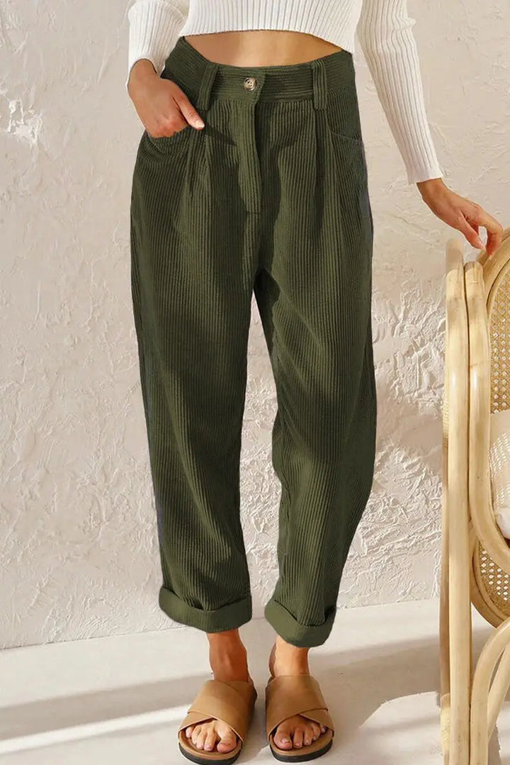 Cloe™ Retro High-Waisted Corduroy Pants